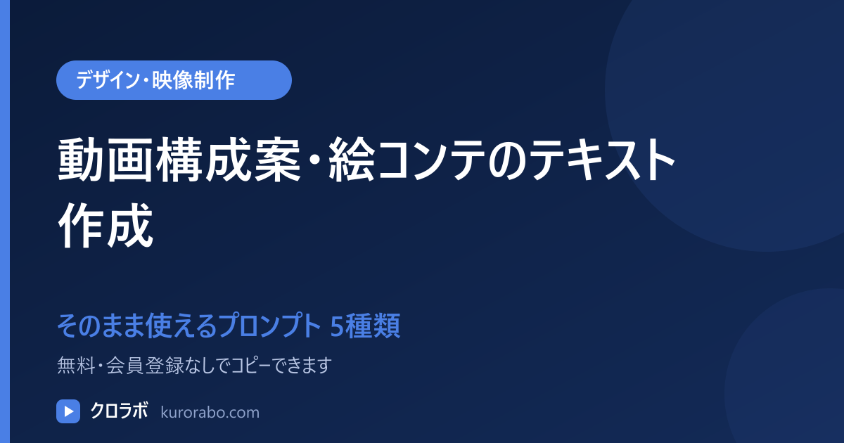 デザイン・映像制作向けAIプロンプト5種類｜動画構成案・絵コンテのテキスト作成